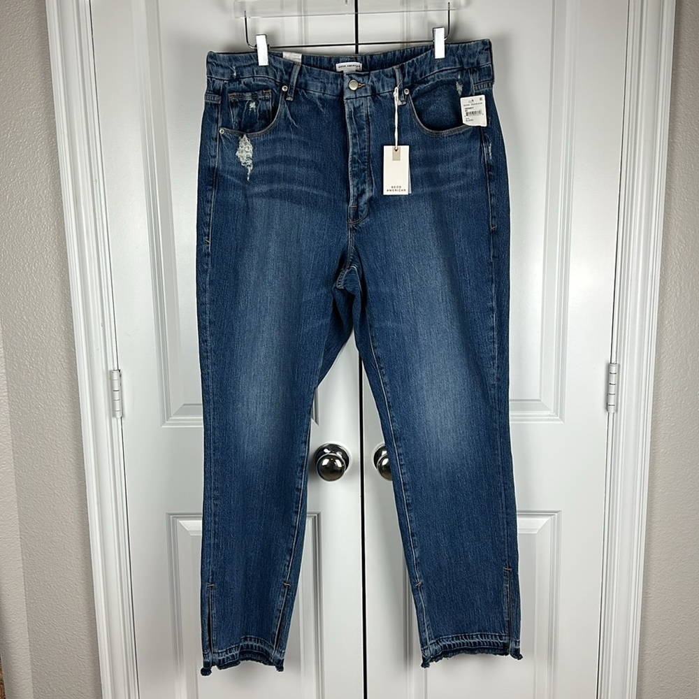 Good American Good Boy Jeans | Double Slit BLUE404 Wash - Picture 5 of 14